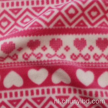 100 Polyester roze hartpatroon beide zijgeborsteld één zijde anti-pilling geprinte polaire fleece stof voor bankkleding